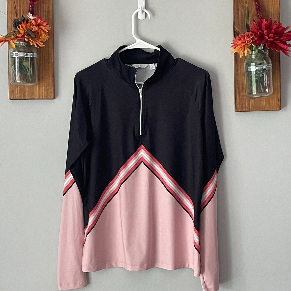 Lady Hagen Womens Golf Shift Long Sleeve Size Large, Black and Pink